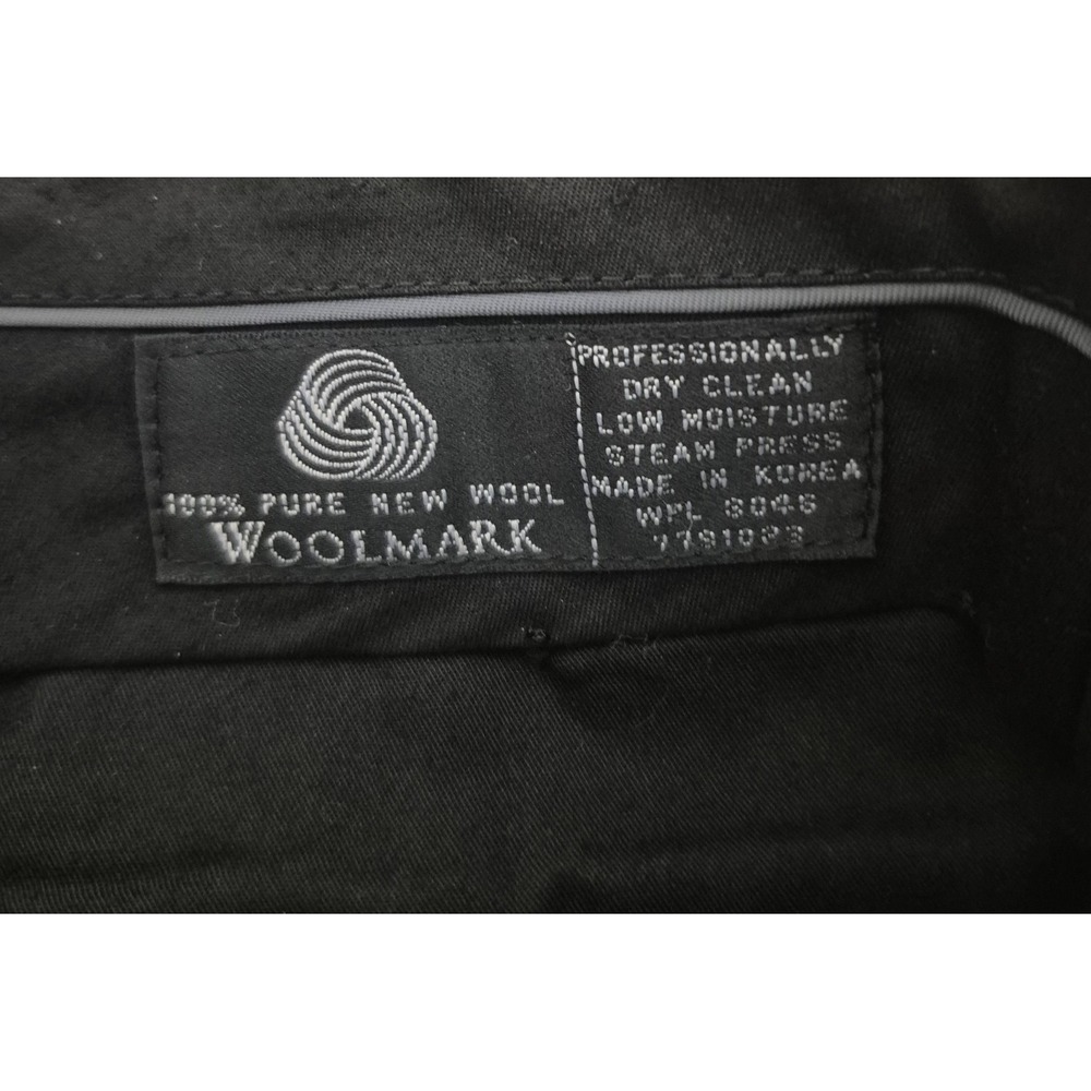 Alfani Wool Dress Pants Mens 34x29 Black Pleated Trousers Cuffed Hem - Picture 4 of 8